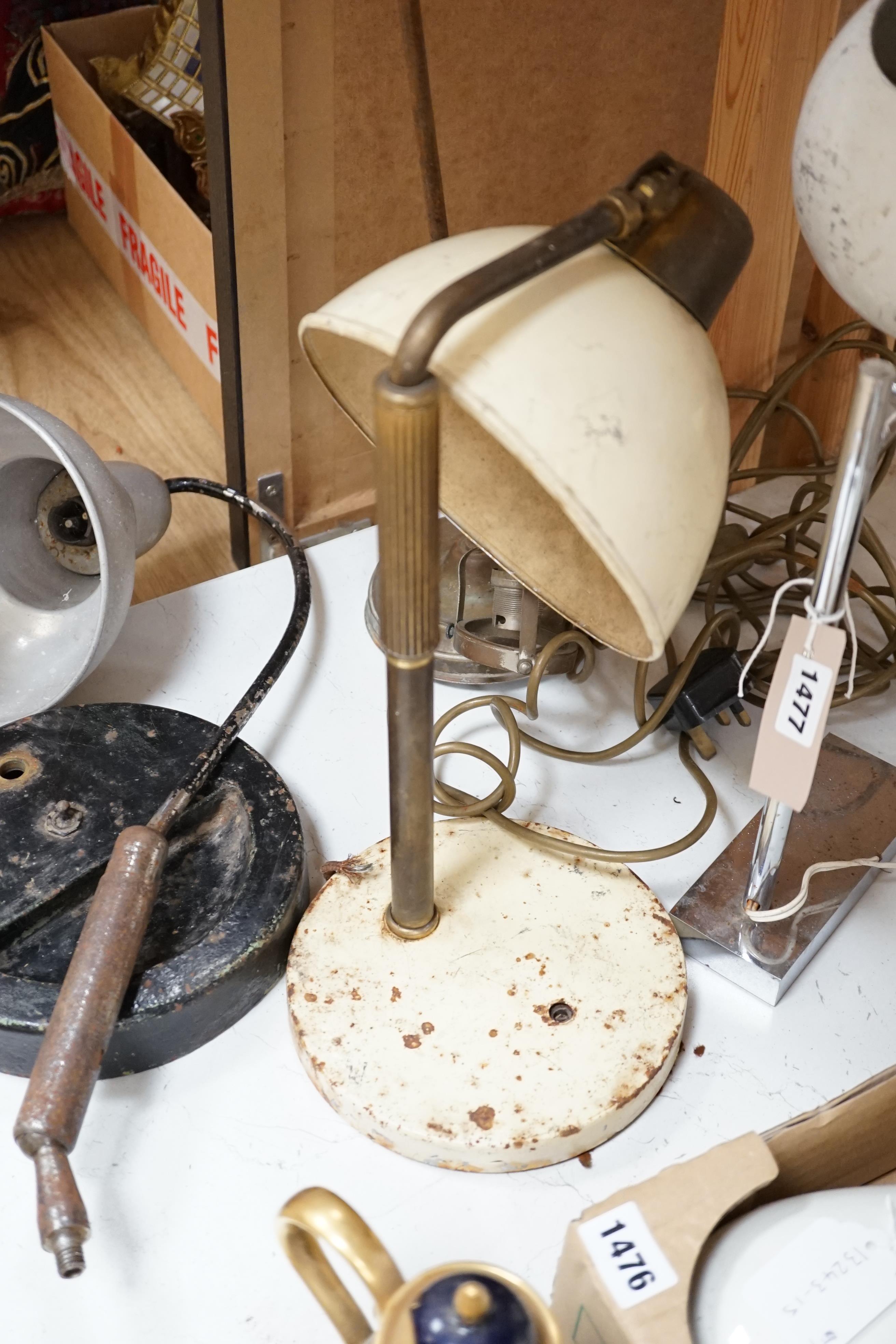 Four various mid-century adjustable desk-lamps